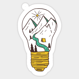 Mountains in a lightbulb creative handdrawn Gift Sticker